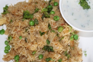 Gobi Matar Pulao- Rice with cauliflower and Peas